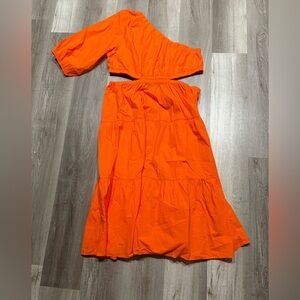 Elegant One-Shoulder Orange Dress